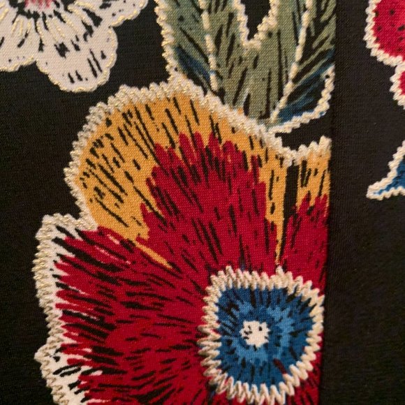 Olivia Matthew Long Sleeve Black Floral Dress with Bell Ruffle Sleeves S… - Picture 4 of 8